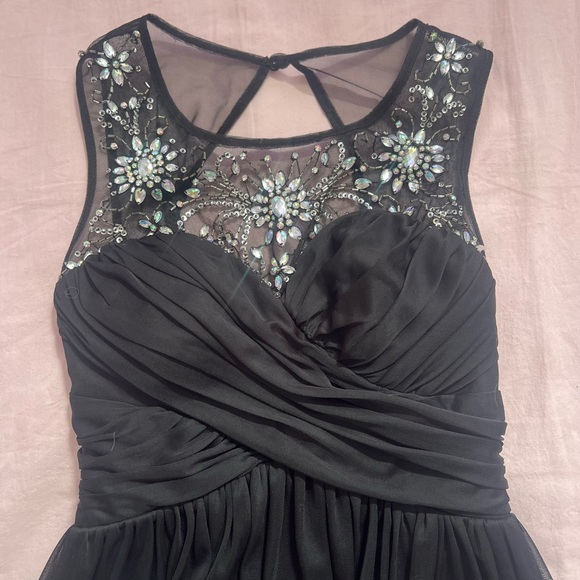 Deb Black Mini Dress with Floral Embellishments - Picture 2 of 7